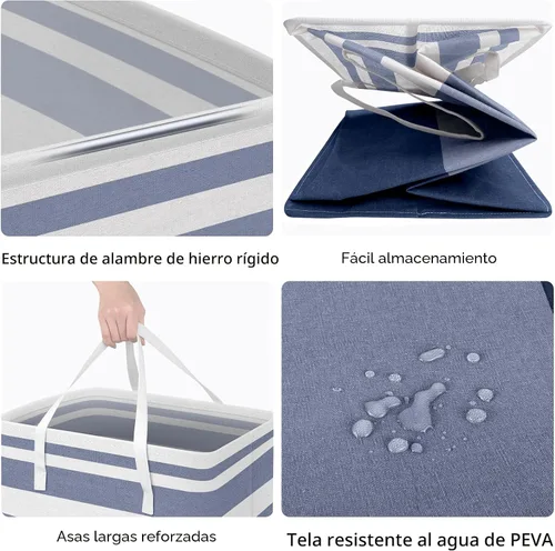 Vista 2 de HomeHacks - Paquete de 2 cestas grandes para ropa sucia, bolsas para ropa sucia (azul 75 pulgadas de largo x 2)