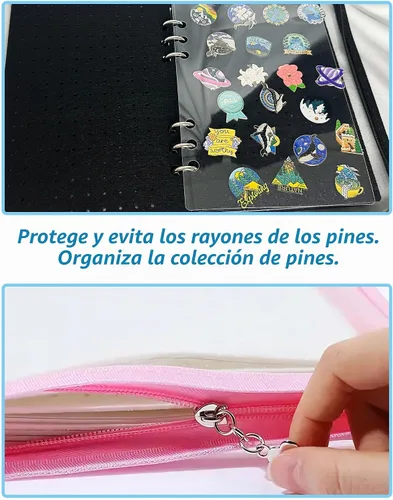 Vista 6 de Libro de exhibición de pines, colección de pines, libro de intercambio con tableros de exhibición de 8 páginas, broche A5, organizador de Negro
