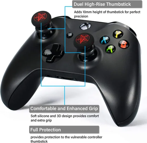 Vista 2 de Playrealm FPS Thumbstick Extender Printing Rubber Silicone Grip Cover 2 Sets for Xbox Series XS Xbox One ControllerDemon Circle