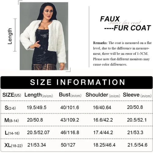 Vista 3 de Edary Chaqueta de piel sintética para mujer, abrigo de manga larga, abrigo de piel abierta al frente, abrigo de piel sintética para invierno cálido