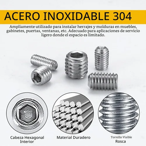 Vista 4 de 300 piezas de kit surtido de tornillos de acero inoxidable con cabeza hexagonal, tornillos de cabeza hexagonal Allen, juego de tornillos hexagonales