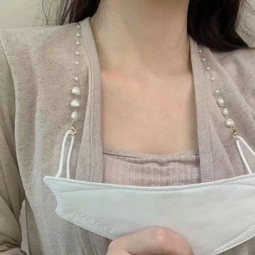 Vista 6 de Sttiafay Cadena de cuentas para lentes para mujer, con forma de corazón, perla, correa para gafas, cordón de retención para lentes de sol, cordón
