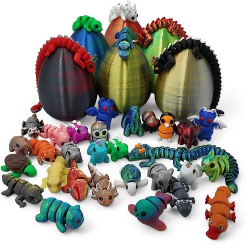 Vista 3 de Paquete de 10 minianimales misteriosos, figuras articuladas impresas en 3D, diseños únicos y divertidos, incluye huevo misterioso, alivio del estrés