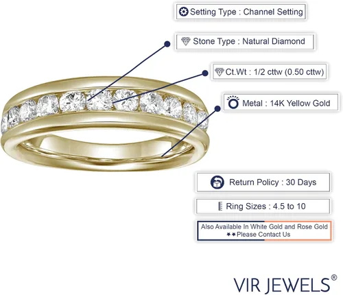 Vista 6 de Vir Jewels Anillo de compromiso con diamantes de 12 quilates (ctw) para mujer, anillo de compromiso de ajuste cómodo con diamantes redondos de media