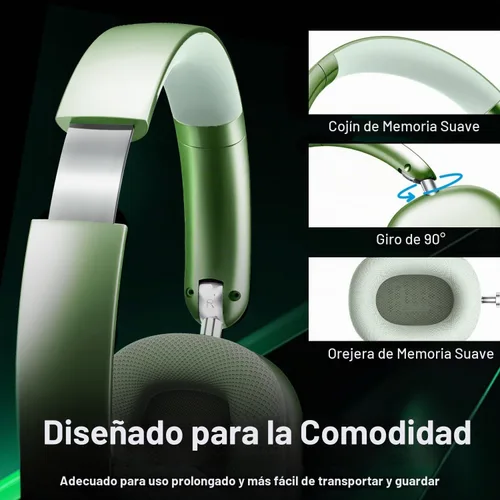 Vista 3 de Wentronic Y01 - Auriculares inalámbricos con cancelación de ruido Bluetooth 5.3 sobre la oreja con micrófono, audio de alta resolución, 48 horas