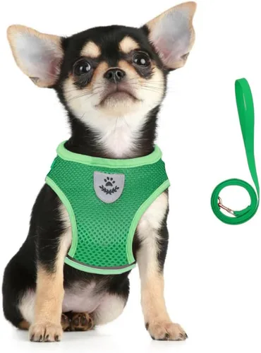Vista 17 de FEimaX juego de arnés y correa para perro para caminar, de malla suave ajustable de control fácil, arneses de chaleco ligeros para gatos con tiras