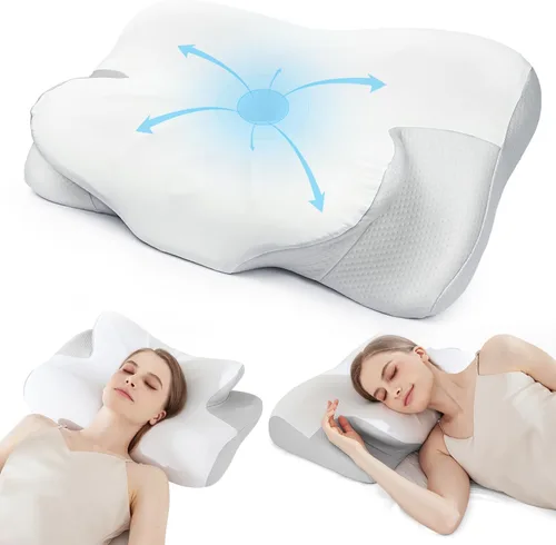 Vista 3 de Almohada de espuma viscoelástica, funda de almohada, funda de almohada de seda de hielo, absorbente de sudor y transpirable