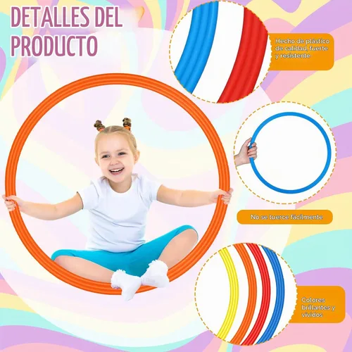 Vista 3 de Libima Juego de 12 anillos de carrera de obstáculos de 16 pulgadas, 28 pulgadas, juguetes de plástico para ejercicio, aros a granel