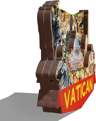 Vista 2 de Imán de madera del Vaticano Italia 3D para nevera, recuerdos coleccionables, decoraciones artesanales hechas a mano