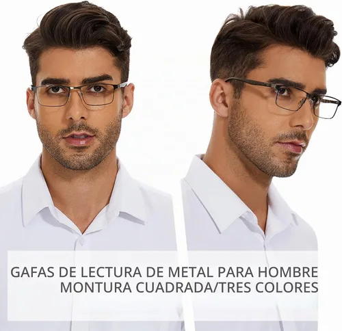 Vista 2 de NaNaKo 3 Pack Reading Glasses for Men, Lightweight Blue Light Blocking Metal Frame Mens Readers