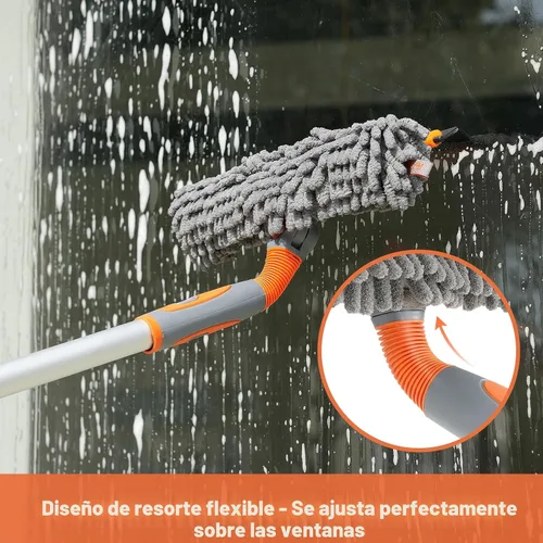Vista 5 de Eazer Herramienta de limpieza de ventanas 2 en 1, escobilla de ventana de 64 pulgadas para el hogar, kit de limpieza de ventanas con poste