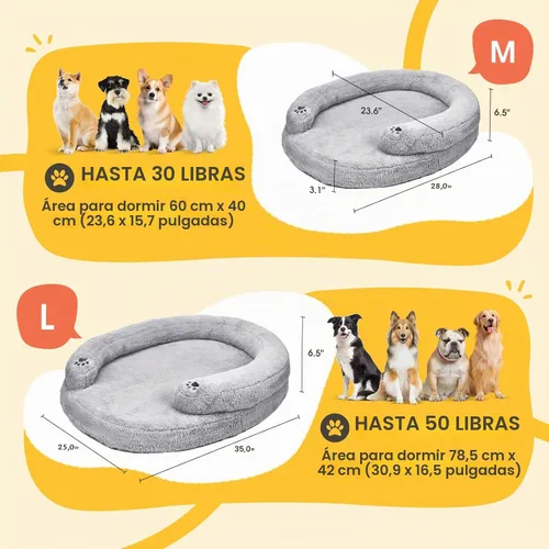 Vista 2 de BurgeonNest - Cama ortopédica para perros grandes, sofá suave impermeable con almohada, cama con respaldo, funda extraíble y lavable, base