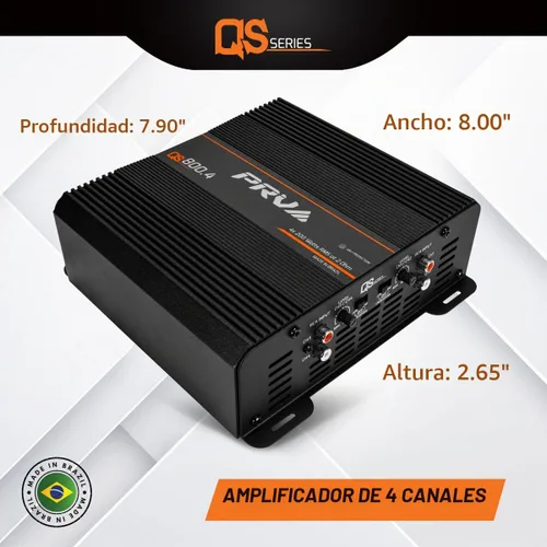 Vista 4 de PRV Audio QS800.4 Amplificador de audio para coche compacto de 4 canales de 2 ohmios 4 x 220 vatios RMS a 2 Ohm - 800 vatios Amp 12 voltios Amp