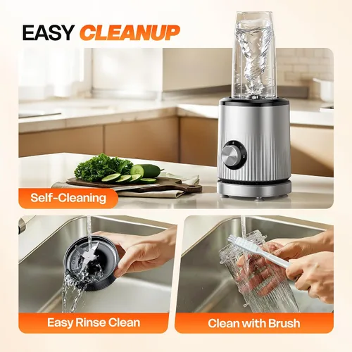 Vista 12 de Turelar Licuadora para licuados de frutas portátil para batidos y batidos para cocina con 2 vasos portátiles de 24 onzas y tapa extra, máquina