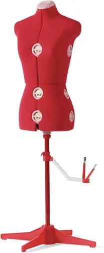 Vista 8 de SINGER Maniquí femenino ajustable gris para vestidos, tallas 10-18, apto para clavar alfileres, torso con guía de dobladillo de 360 grados, exterior