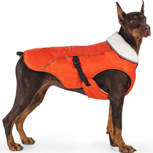 Vista 10 de EMUST Chaqueta de invierno para perro, ropa resistente al viento para el clima frío, abrigos reflectantes para perros, chaqueta cálida