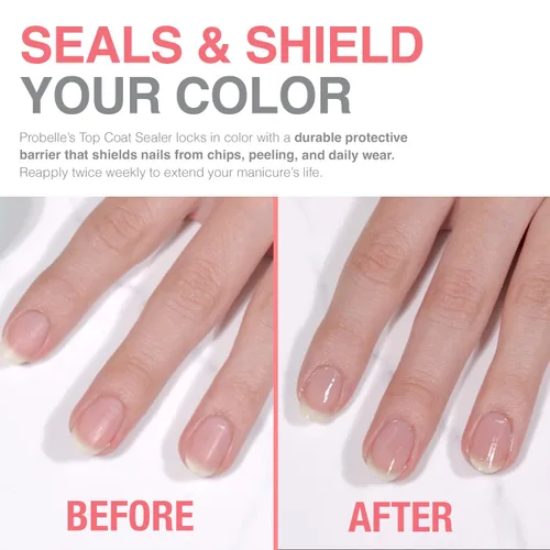 Vista 3 de Probelle Sellador de capa superior, capa superior de esmalte de uñas de secado rápido, acabado de uñas brillante de alto brillo