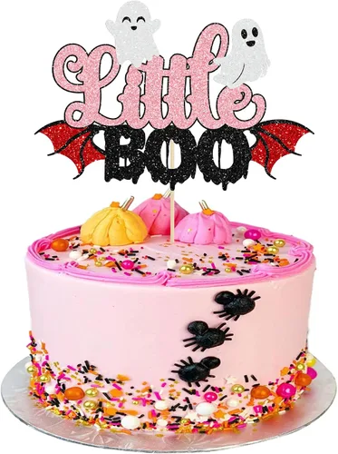 Vista 15 de 1 pieza de decoración de pastel de cumpleaños asesino ensamblada con purpurina de terror clásico de Halloween para tema de terror sangriento Negro