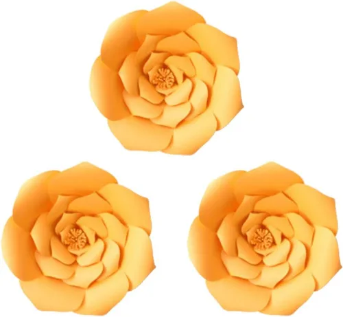 Vista 17 de Decoración de flores de papel gigantes para boda, fiesta, telón de fondo de flores, flores hechas a mano para guardería, decoración de pared de Crema
