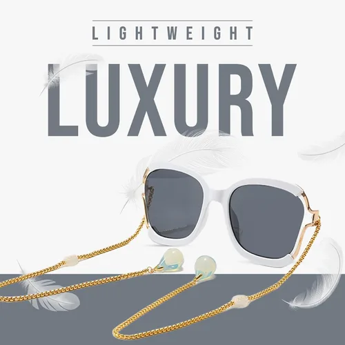 Vista 5 de Loom&Pearl Gafas de sol con patillas de cadena, colgantes de piedra únicos, lentes de cadena con agarre antideslizante en las orejas Pince-nez
