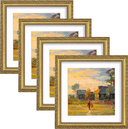 Vista 56 de eletecpro 8x10 Vintage Picture Frame, Glass Cover, Gold, 4-Pack Dorado