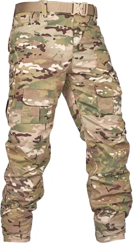 Vista 3 de AKARMY Pantalones de senderismo para hombre, pantalones cargo de camuflaje, pantalones de trabajo ligeros, pantalones casuales de viaje al aire