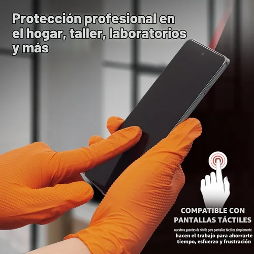 Vista 5 de Jointown Guantes Básicos de Nitrilo de Servicio Pesado, Guantes de Mecánico de Nitrilo Desechables de 8 Mil, con Textura de Diamante Elevada, Caja