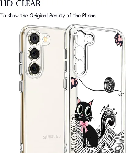 Vista 3 de Unov Funda para Galaxy S23, transparente con diseño, ajuste delgado, buen agarre, funda de teléfono en relieve, cubierta protectora a prueba