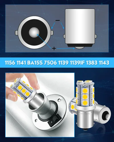 Vista 7 de Bombilla LED 1156 1141 de 10V-30V CA/CC súper brillante blanco cálido 1073 7506 BA15S bombillas de repuesto para RV caravana cámper remolque