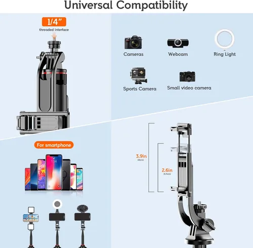 Vista 6 de Trípode de teléfono de 51 pulgadas, trípode extensible para iPhone y selfie Stick con control remoto inalámbrico y soporte desmontable