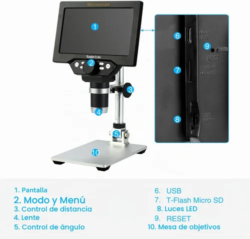 Vista 5 de Koolertron - Microscopio digital LCD de 7 pulgadas, cámara USB 1080P