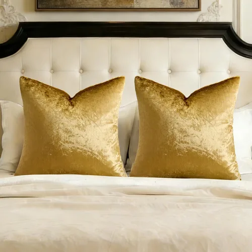 Vista 126 de GIGIZAZA Juego de 2 fundas de almohada doradas de terciopelo de 20 x 20 pulgadas para sofá Almohadas para sofá, tela texturizada suave de 9.88