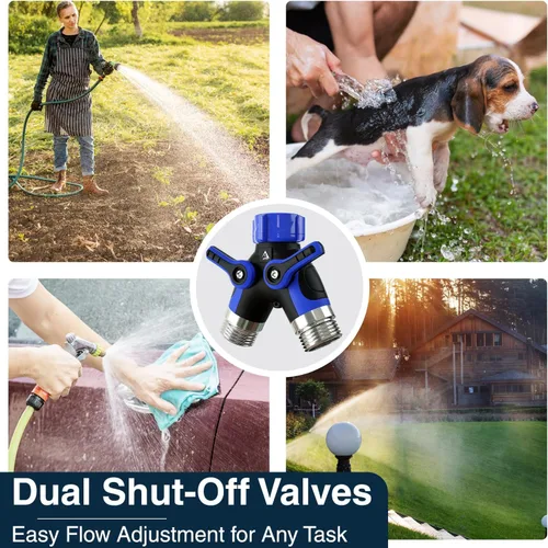 Vista 8 de DBR Tech® Divisor de Manguera de 2 Vías, Conector Metálico Resistente, Divisor de Manguera de Jardín de Dos Vías, Adaptador de Bib de Grifo de Flujo