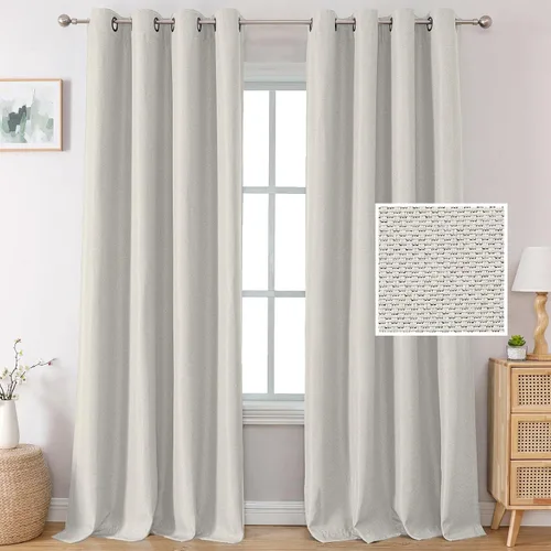 Vista 43 de H.VERSAILTEX Cortinas opacas de lino de 45 pulgadas de largo para dormitorio/sala de estar con aislamiento térmico con ojales, cortinas de lino