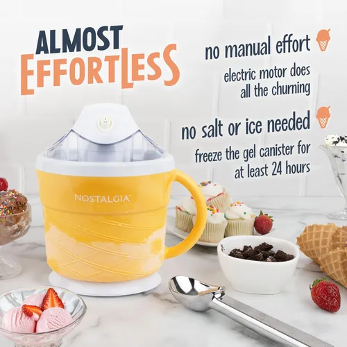 Vista 4 de Nostalgia Máquina Eléctrica para Hacer Helado - Máquina de Helado Suave al Estilo Antiguo Prepara Yogur Congelado o Gelato en Minutos - Divertido