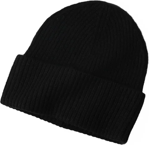 Vista 7 de Gorro de invierno 100% lana para mujeres y hombres, gorro de esquí con puños, gorra de calavera Beige 02