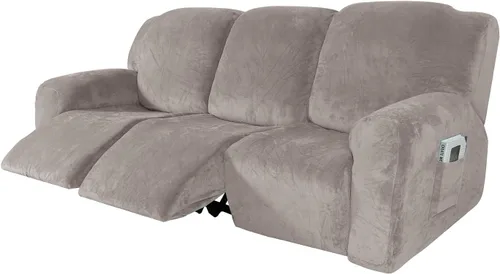 Vista 38 de IMYOGI Fundas para sofá de alta elasticidad de terciopelo para sofá reclinable de 1, 2 y 3 plazas, protector de muebles con parte inferior elástica