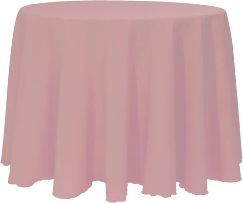Vista 45 de ULTIMATE TEXTILE Mantel redondo de lino de poliéster de 120 pulgadas, color rosa neón