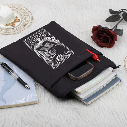 Vista 3 de TOBGBE The Reader - Bolsa de cartas del tarot, regalos para amantes de los libros, fundas para libros de tapa suave (El lector BK)