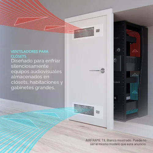 Vista 2 de AC Infinity AIRFRAME T7-N Negro, Sistema de ventilación de alto flujo de aire de 17 pulgadas, flujo de aire de entrada, para salas de equipos AV