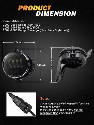 Vista 7 de Z-OFFROAD Conjunto de luz antiniebla LED aprobada por DOT compatible con Dodge Ram 1500 2002 2003 2004 2005 2006 2007 2008 Dodge Ram 2500/3500