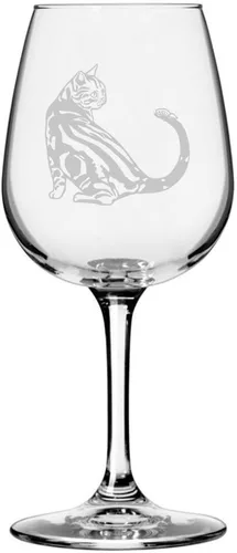 Vista 39 de Copa de vino de 12.75 onzas con temática de gato abisinio grabada para todo uso