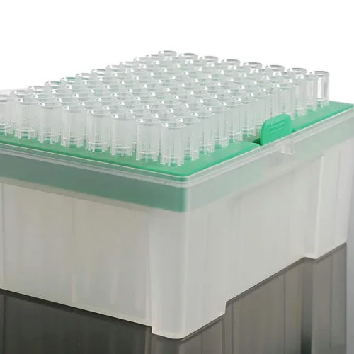 Vista 4 de Puntas de pipeta de 10 ul – Puntas universales de pipeta – en rack, sin ARNasa/DNasa y seguras para pirógenos, transparentes, 96 puntas/paquete