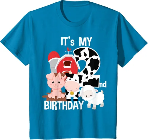 Vista 84 de Camiseta para fiesta de 2 años con texto en inglés "It's My 2nd Birthday", Negro