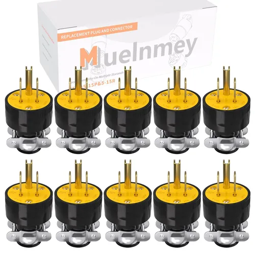 Vista 9 de 1 unids cable de extensión extremo eléctrico enchufe de repuesto NEMA 5-15P 15A 125V 2Pole 3Wire Shell negro grado industrial 3 clavijas macho hoja