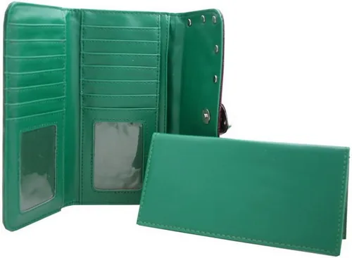 Vista 3 de Western Rhinestone Bling - Cartera de tres pliegues con hebilla para cinturón, color verde