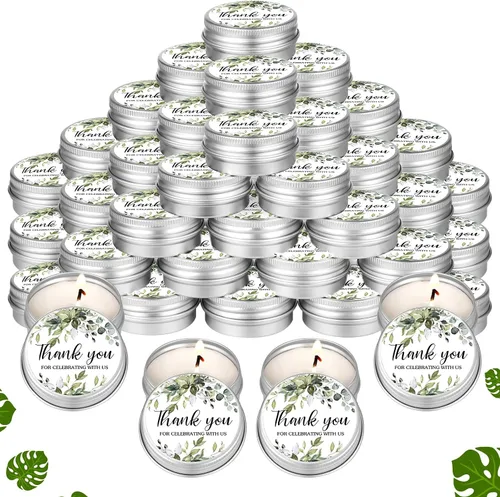Vista 11 de MTLEE 50 piezas de velas de boda azules florales, regalos de favores para invitados, 1 oz de cera de soja con aroma a lavanda, velas aromáticas