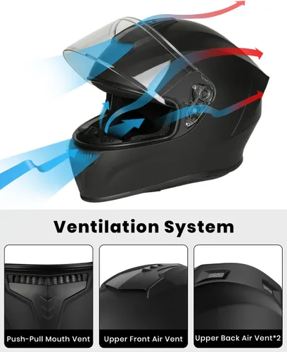 Vista 6 de Favoto - Casco de cara completa para motocicleta aprobado por DOT, Cascos para motos, moto de nieve y bicicleta todoterreno para adultos, hombres