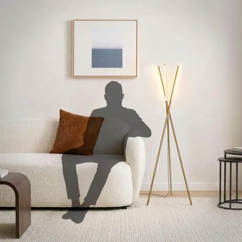 Vista 7 de Brightech Stix - Lámpara de pie LED con trípode para sala de estar, lámpara de pie moderna regulable, con 3 luces para dormitorio, iluminación Latón