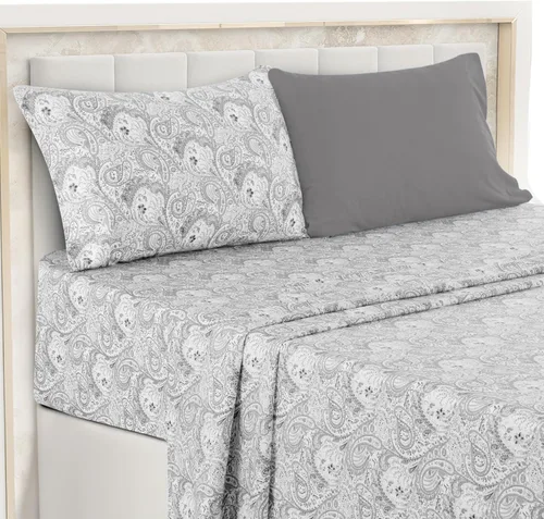 Vista 18 de Black Paisley Sheet Set, Twin - Ultra Soft Deep Pocket Paisley Black